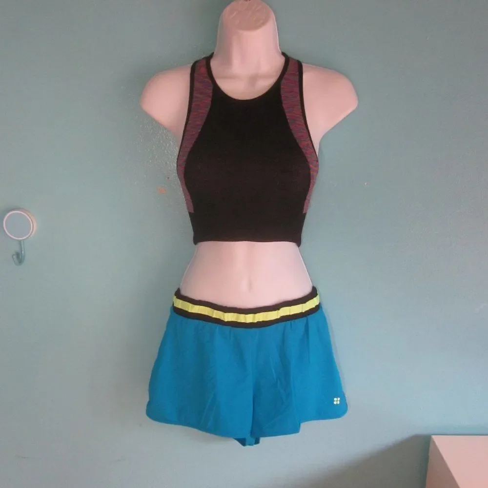 Sweaty Betty Turquoise Blue Lower Rise Womens Running Athletic Shorts Size XL